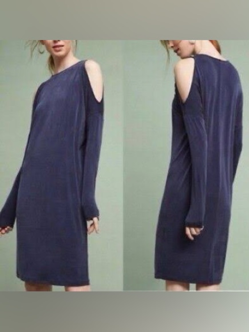 Anthropologie Eri + Ali Cold-Shoulder Midi Dress in Navy — Casual Shift Style